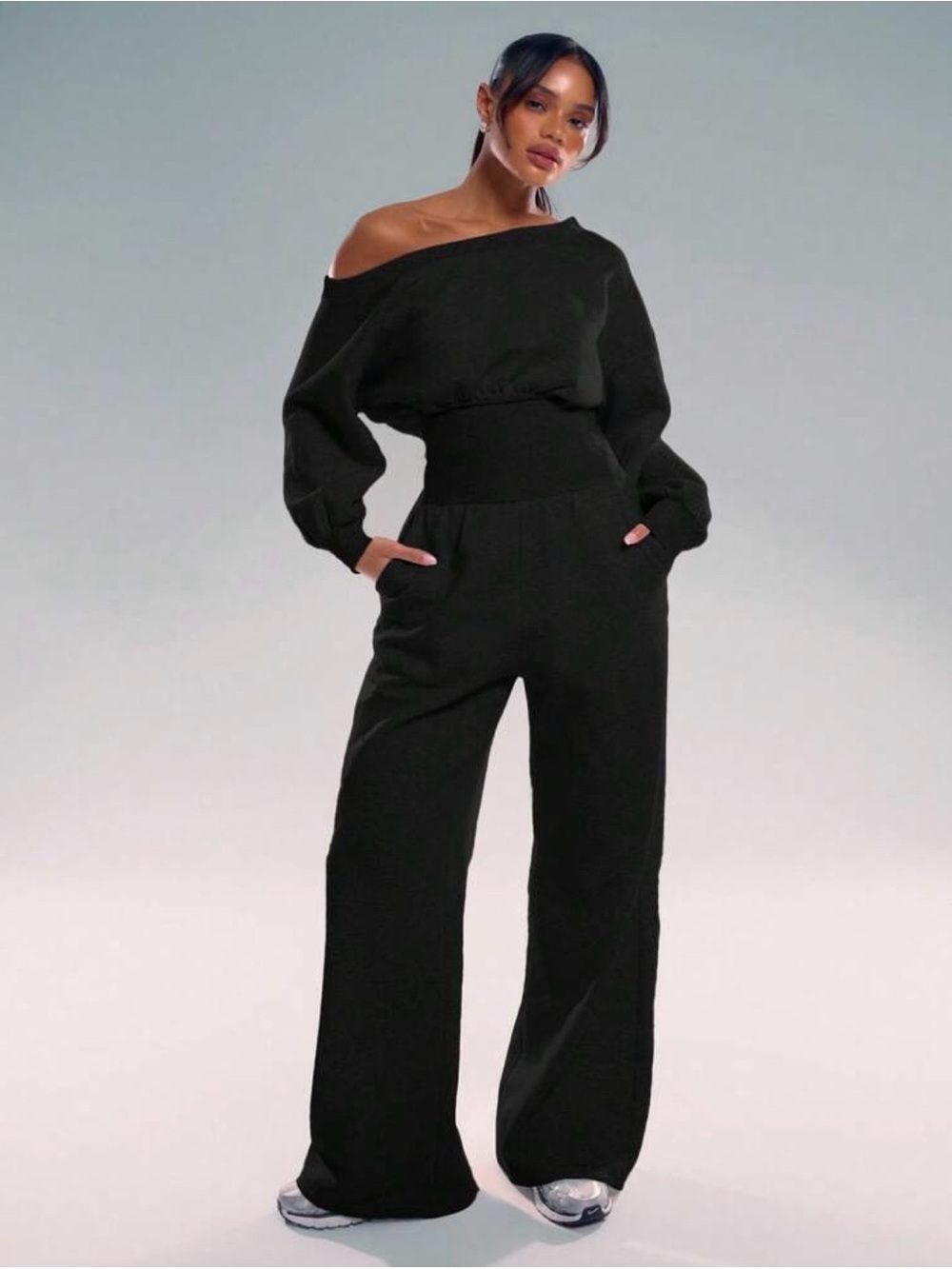 Brand New | Off-Shoulder Black Wide-Leg Jumpsuit